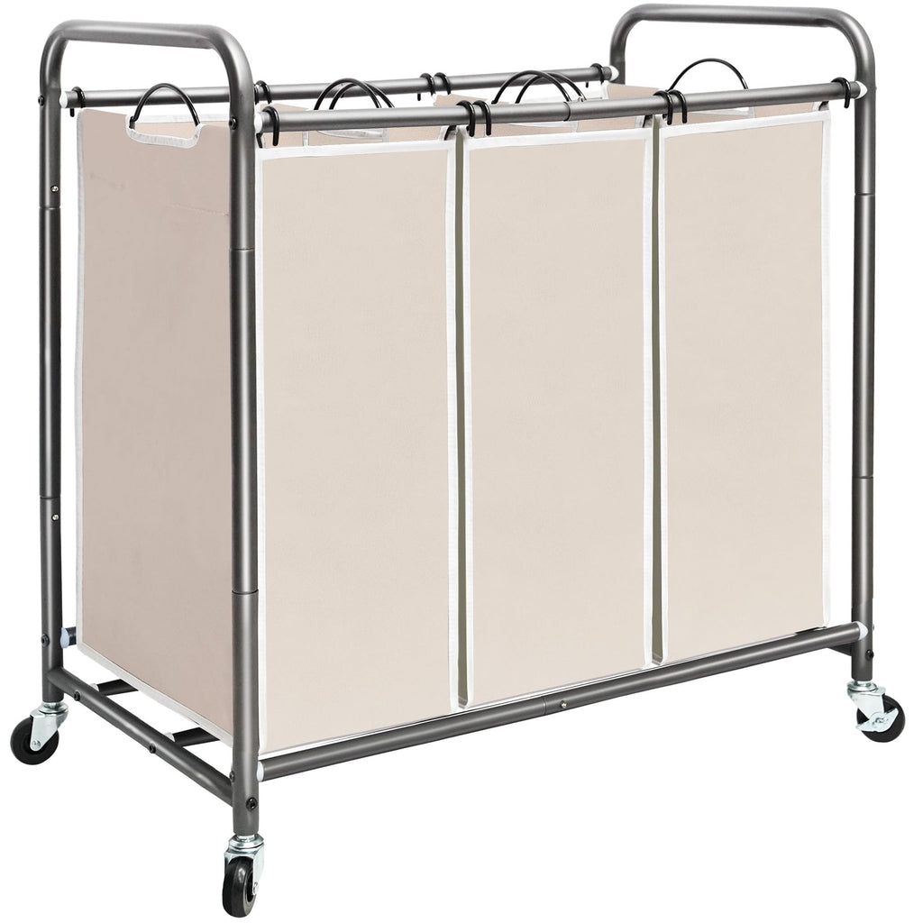 Rolling Laundry Sorter Hamper with Divided Compartments