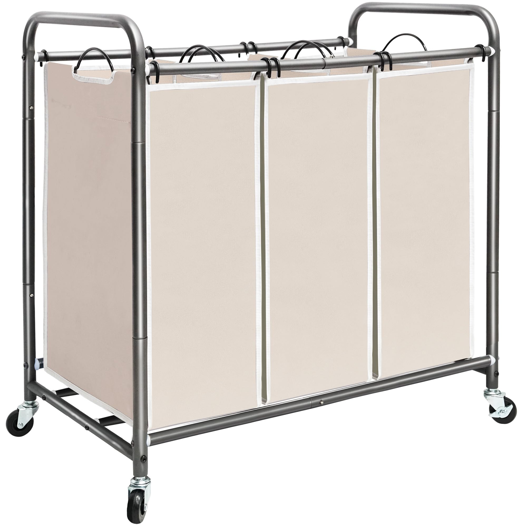 Rolling Laundry Sorter Hamper with Divided Compartments