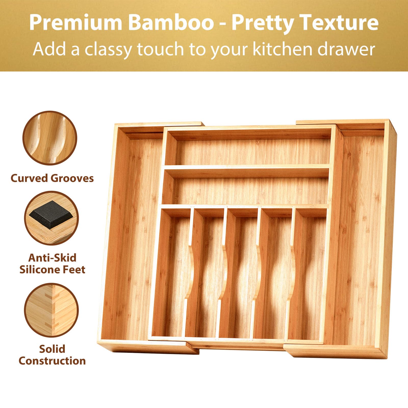 Extra Large Expandable Kitchen Drawer Organizer
