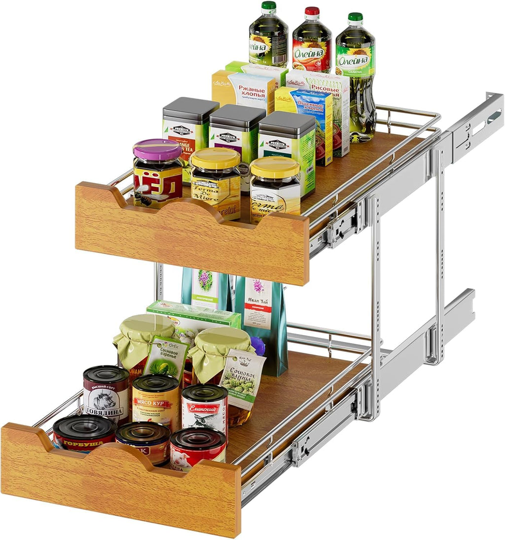 Wood Wire Pull Out Cabinet Shelf