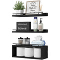 Floating Bathroom Wall Shelves with Cube Storage and Metal Rail