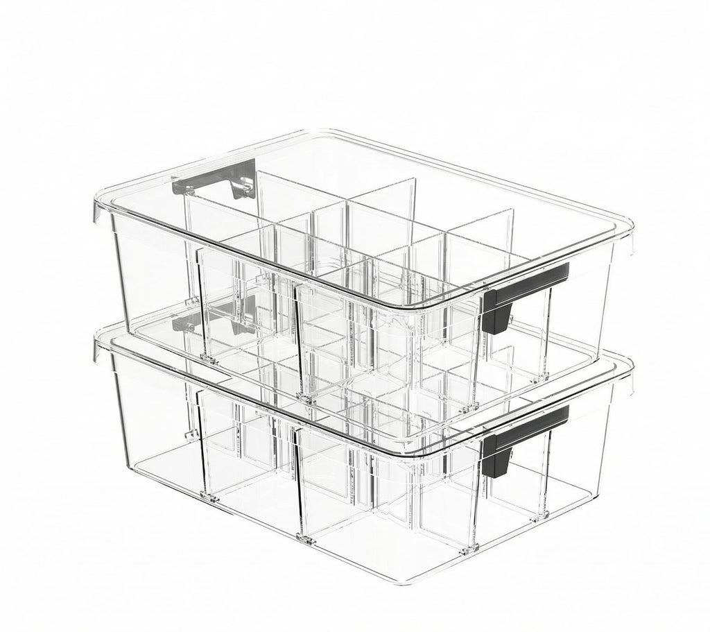 Clear Drawer Organizer with Lid for Socks Bras Underwear Ties and Belts