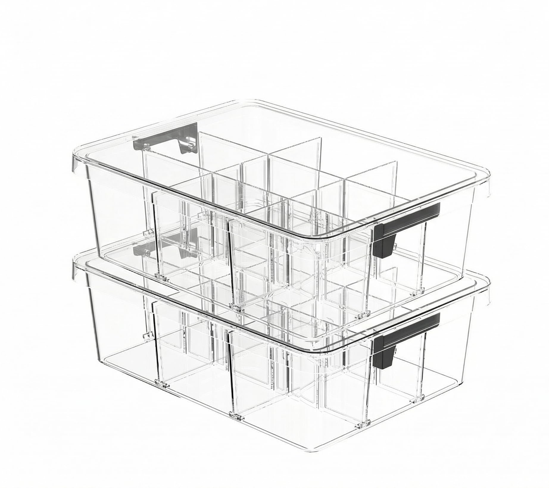 Clear Drawer Organizer with Lid for Socks Bras Underwear Ties and Belts