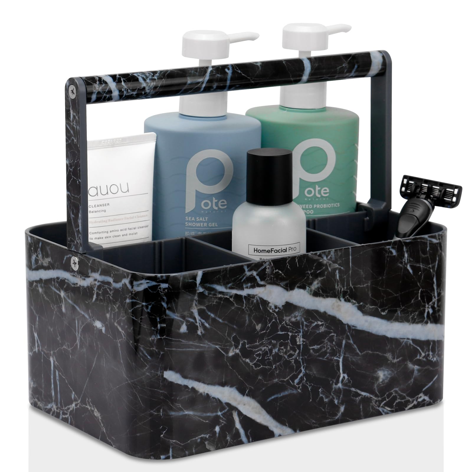 Portable Shower Caddy Basket with Handle and Divider