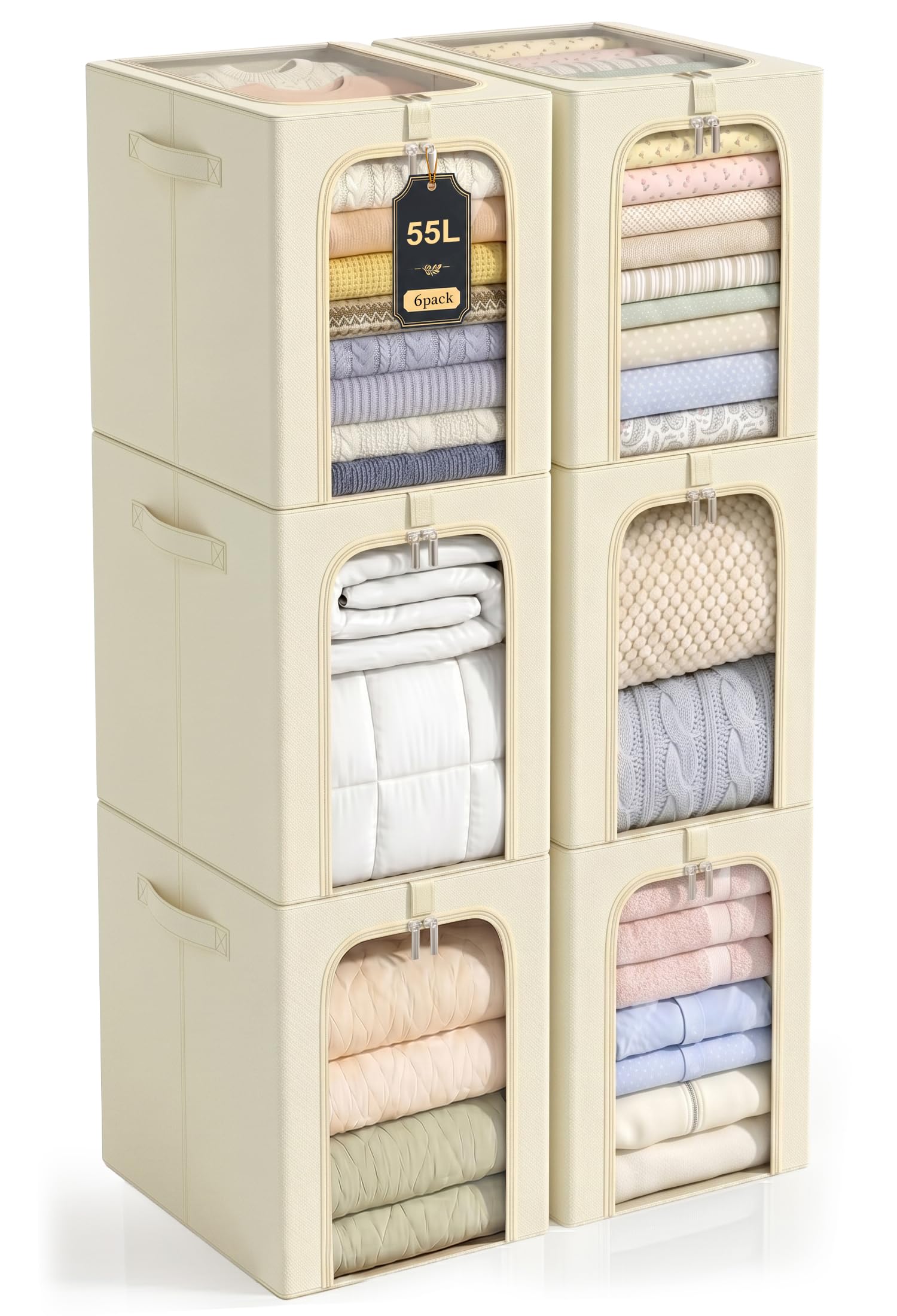 Clothes Storage Bins with Metal Frame for Closet Organization