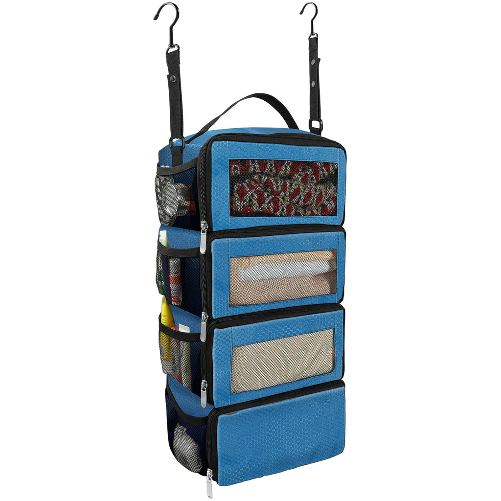Collapsible Hanging Suitcase Organizer with Portable Travel Shelves