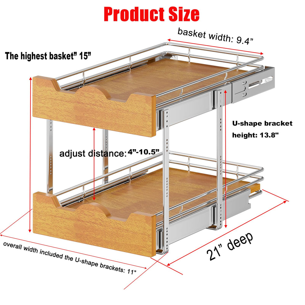 Wood Wire Pull Out Cabinet Shelf