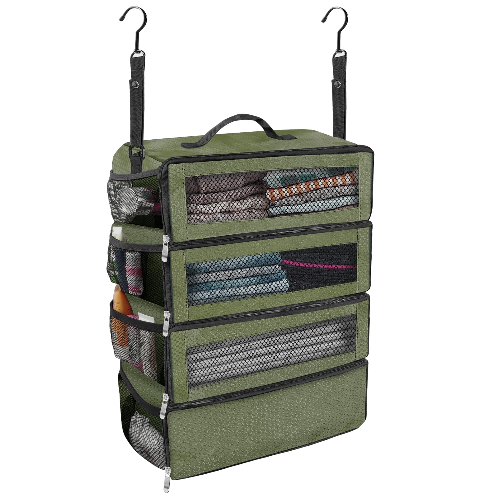 Collapsible Hanging Suitcase Organizer with Portable Travel Shelves