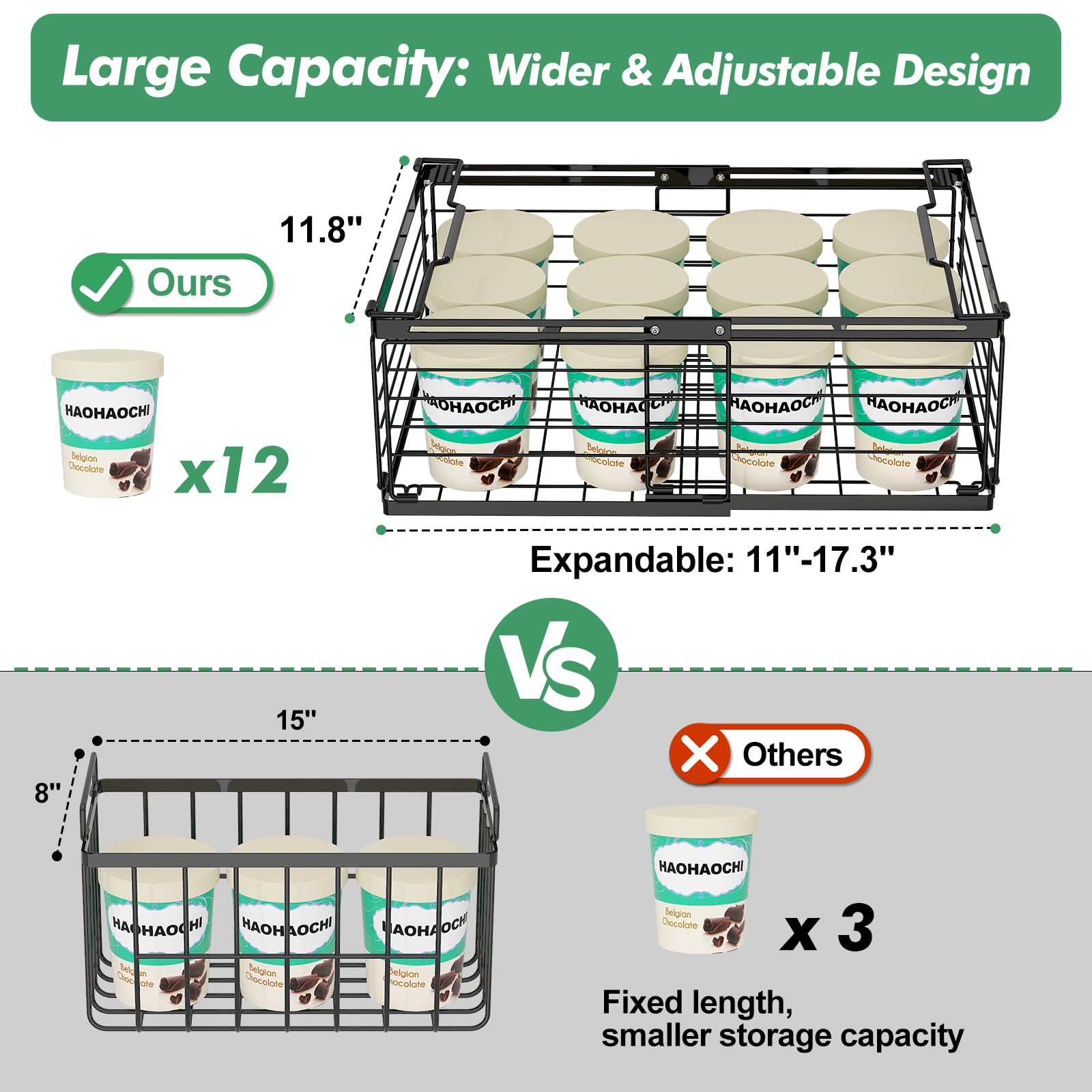 Four Pack Adjustable Stackable Freezer Organizer Bins for Chest Freezer
