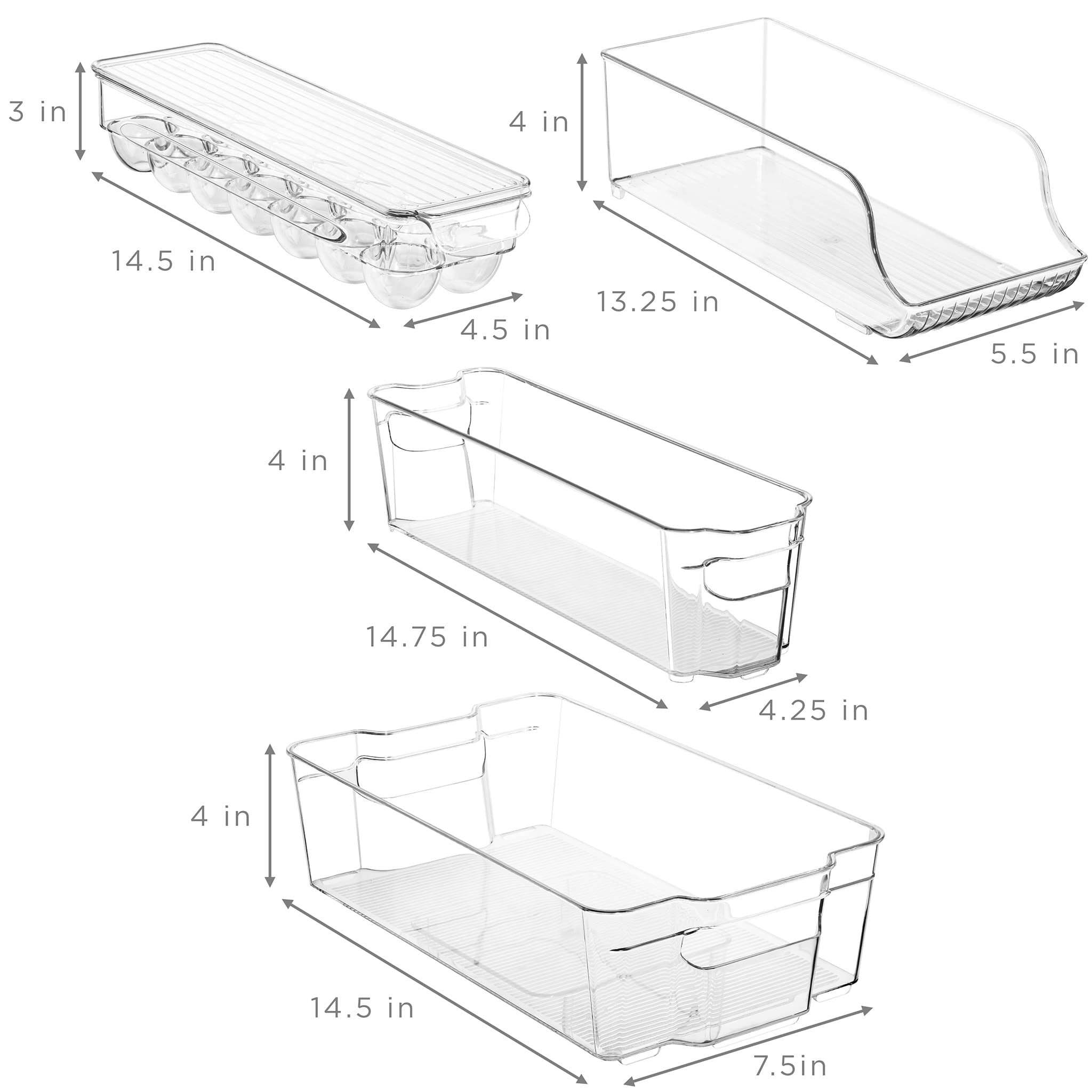 Clear Refrigerator Organizer Bins for Food and Household Storage