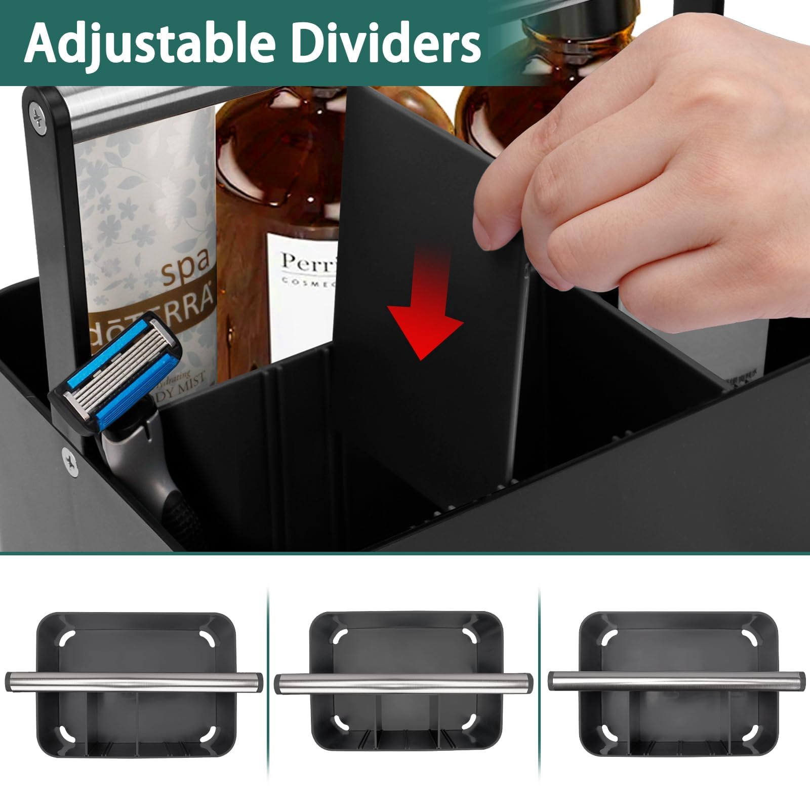 Portable Shower Caddy Basket with Handle and Divider