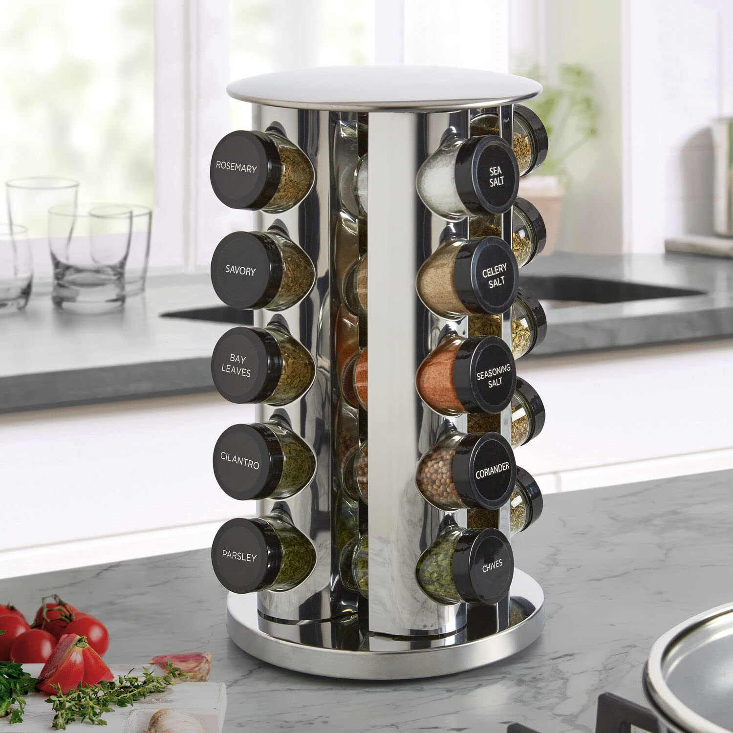 20 Jar Revolving Countertop Spice Rack Organizer