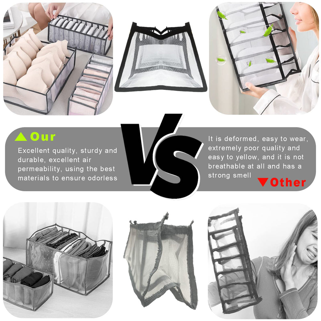 Six Pack Washable Clothes Drawer Organizers with Foldable Compartments
