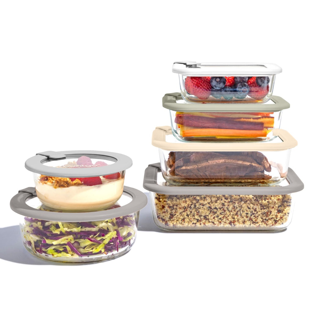Twelve Piece Leakproof Glass Food Storage Containers with Airtight Lids