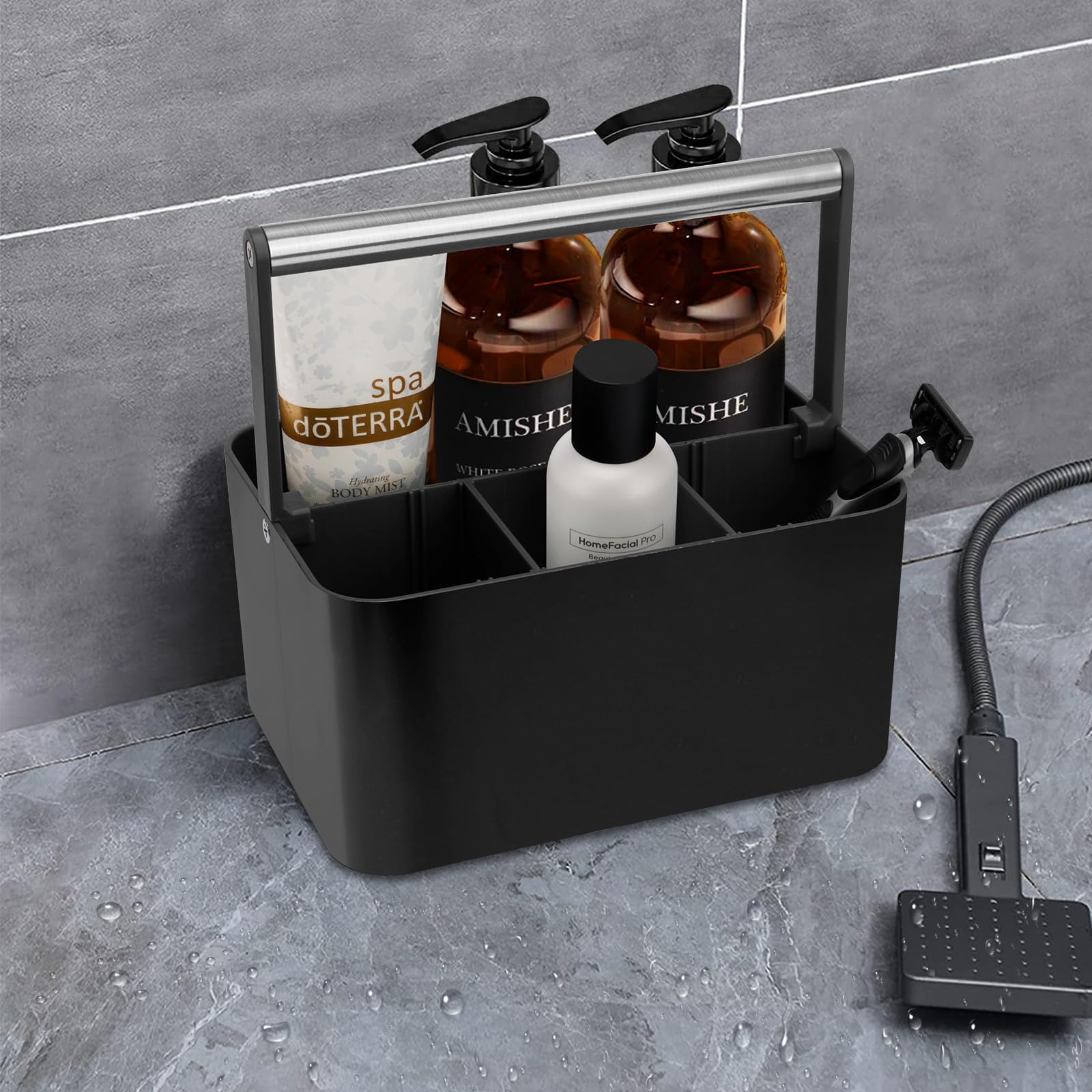 Portable Shower Caddy Basket with Handle and Divider