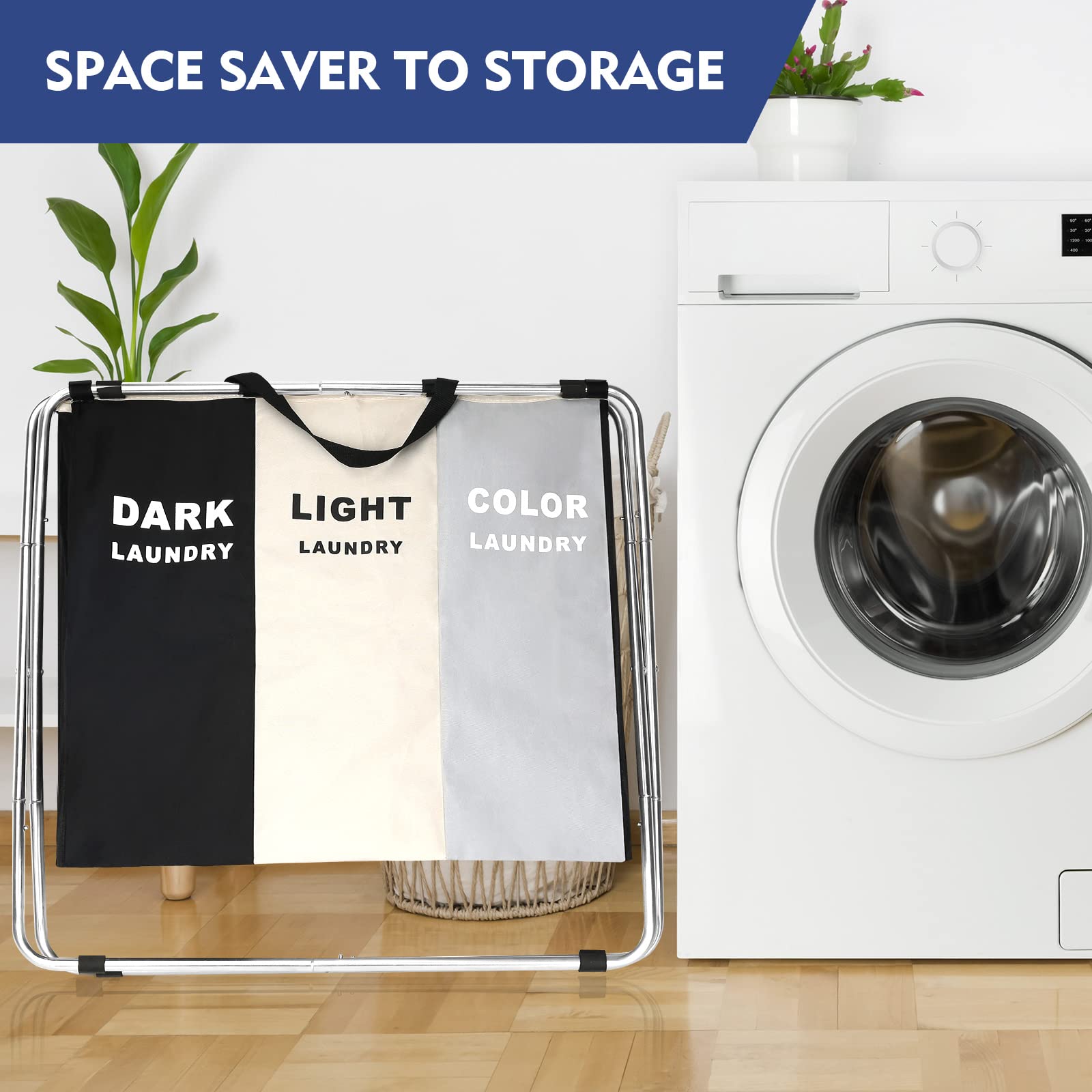 Large Waterproof Collapsible Laundry Basket with Handles