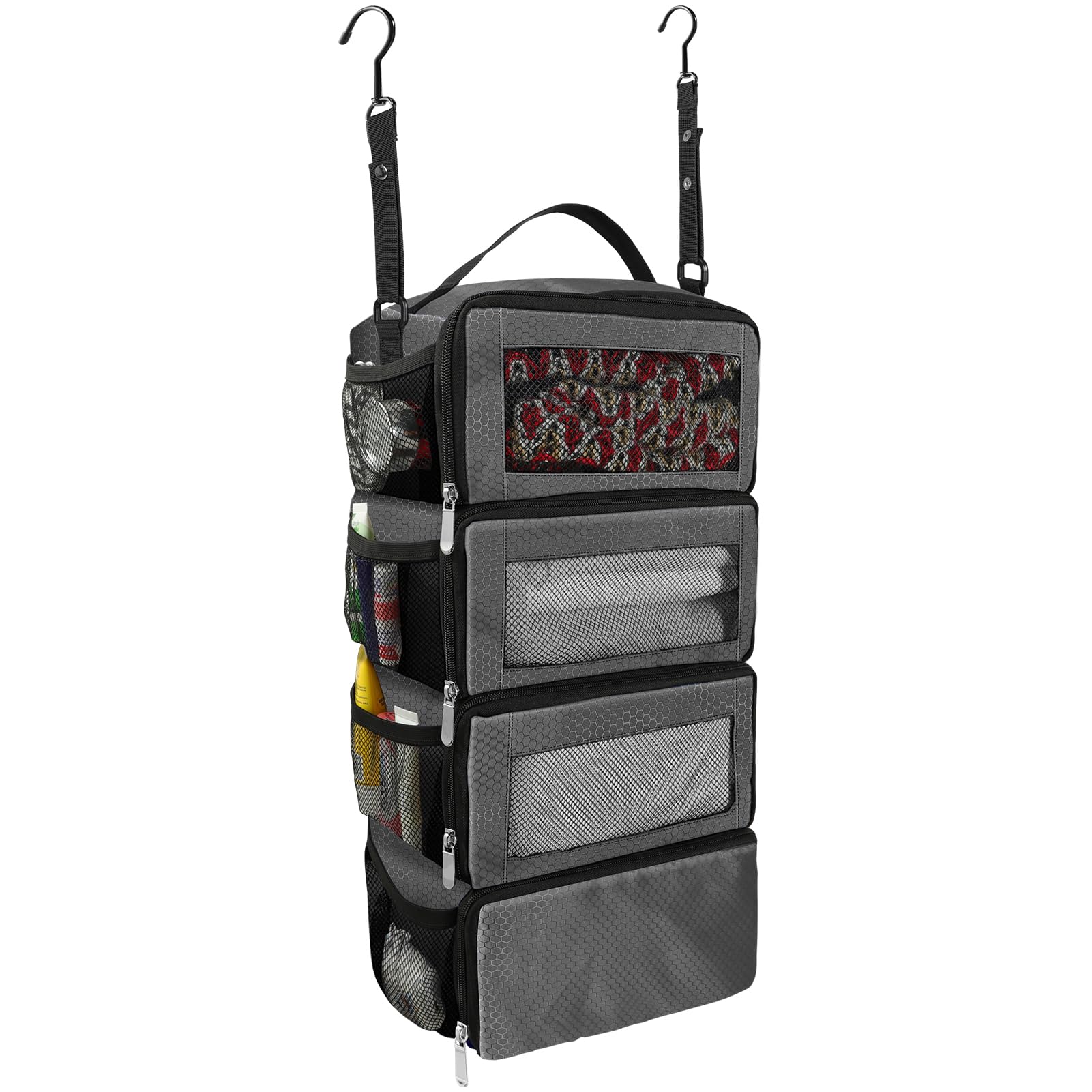 Collapsible Hanging Suitcase Organizer with Portable Travel Shelves