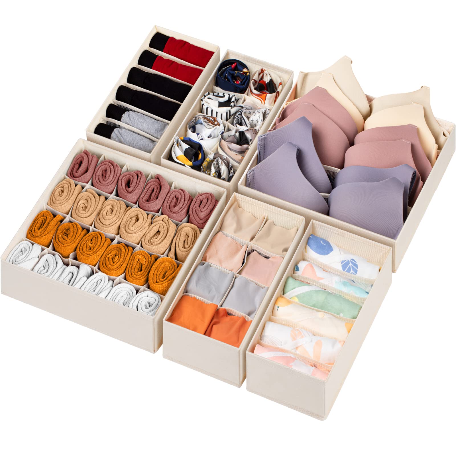 Foldable Fabric Drawer Organizers for Underwear Socks Bras and Ties