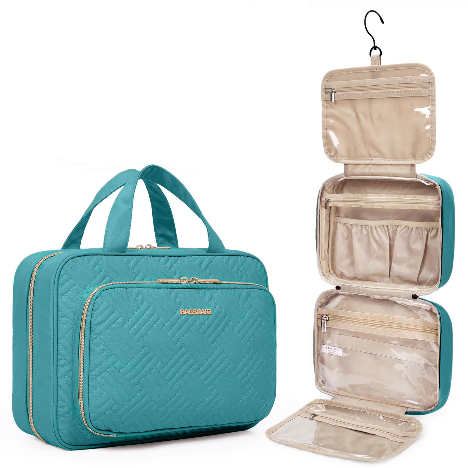 Hanging Travel Toiletry and Makeup Organizer with Transparent Cosmetic Bag