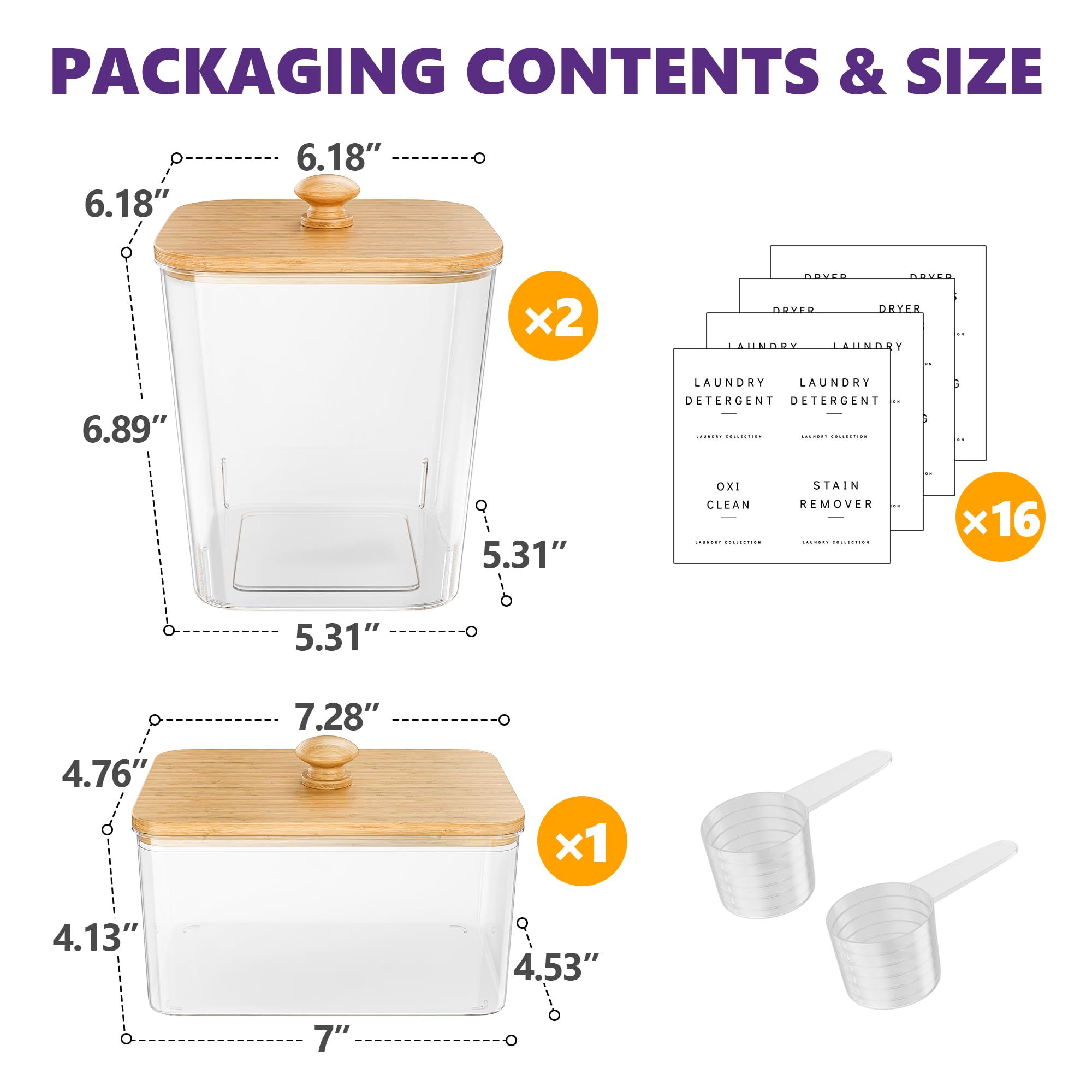 Four Pack Clear Laundry Pod and Detergent Storage Containers