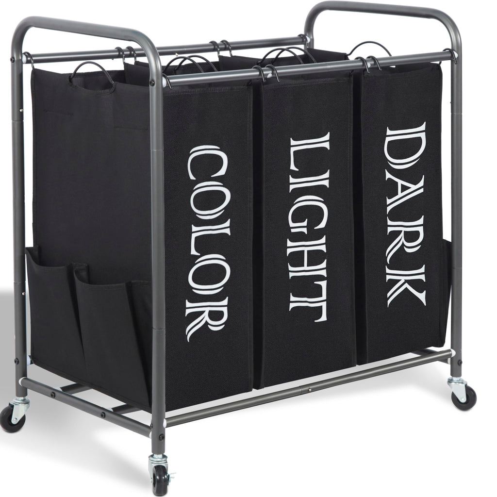 Rolling Laundry Sorter Hamper with Divided Compartments