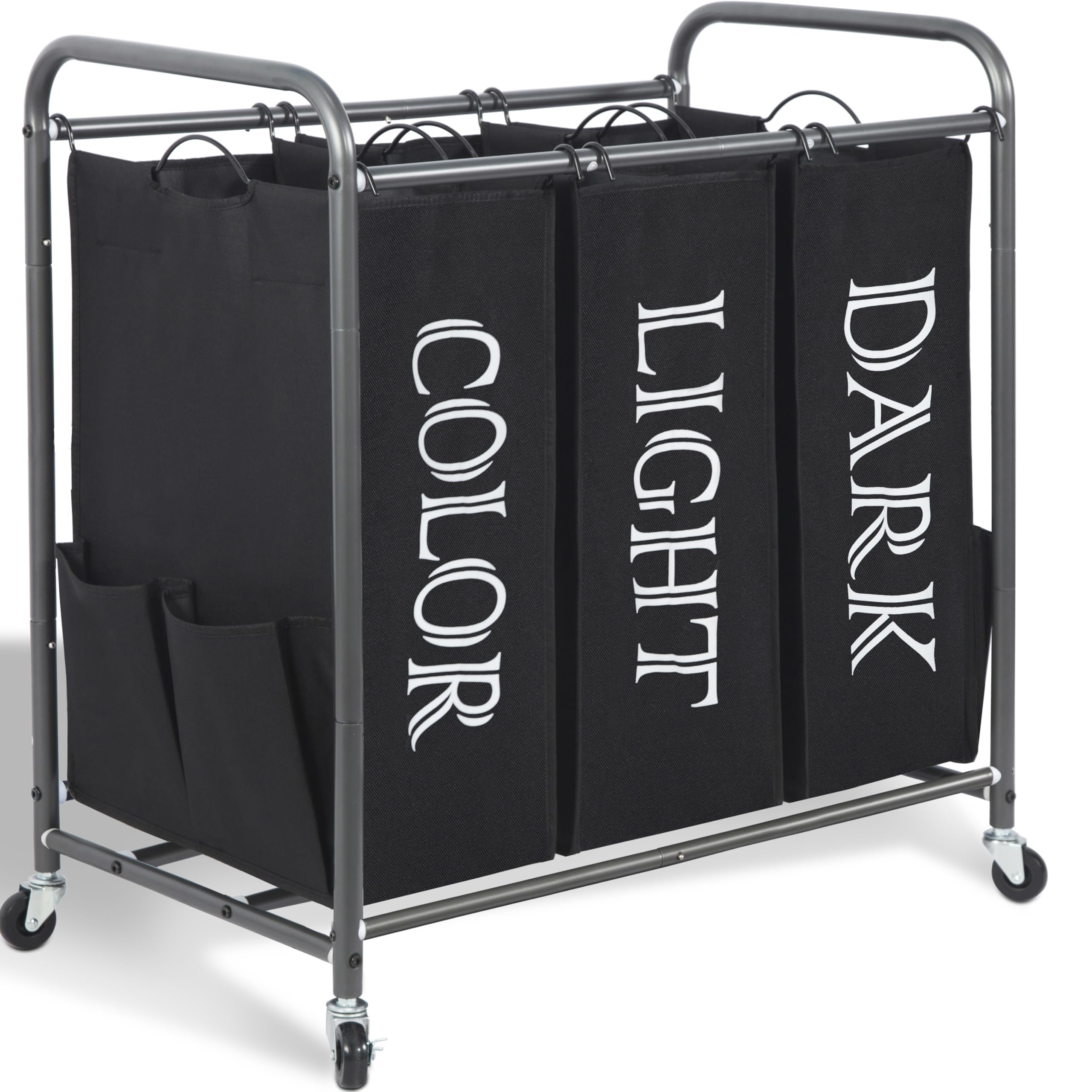 Rolling Laundry Sorter Hamper with Divided Compartments