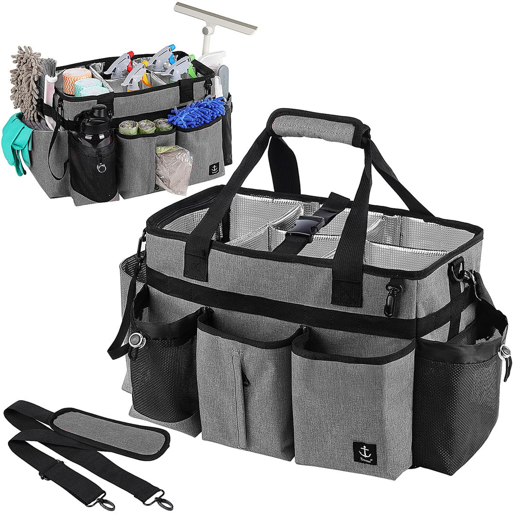 Large Wearable Cleaning Caddy Bag with Detachable Divider and Straps