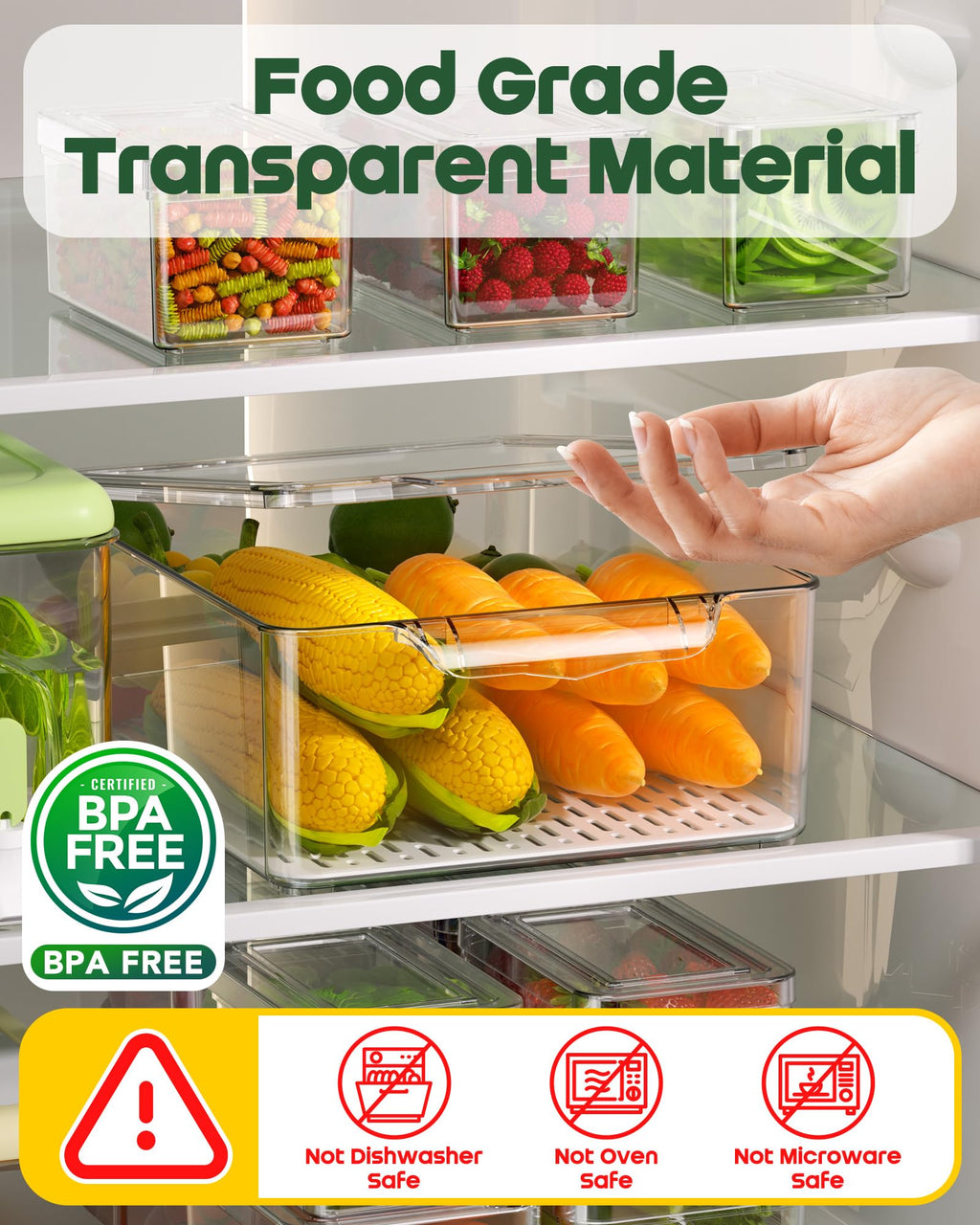 Stackable Refrigerator Storage Organizer Bins