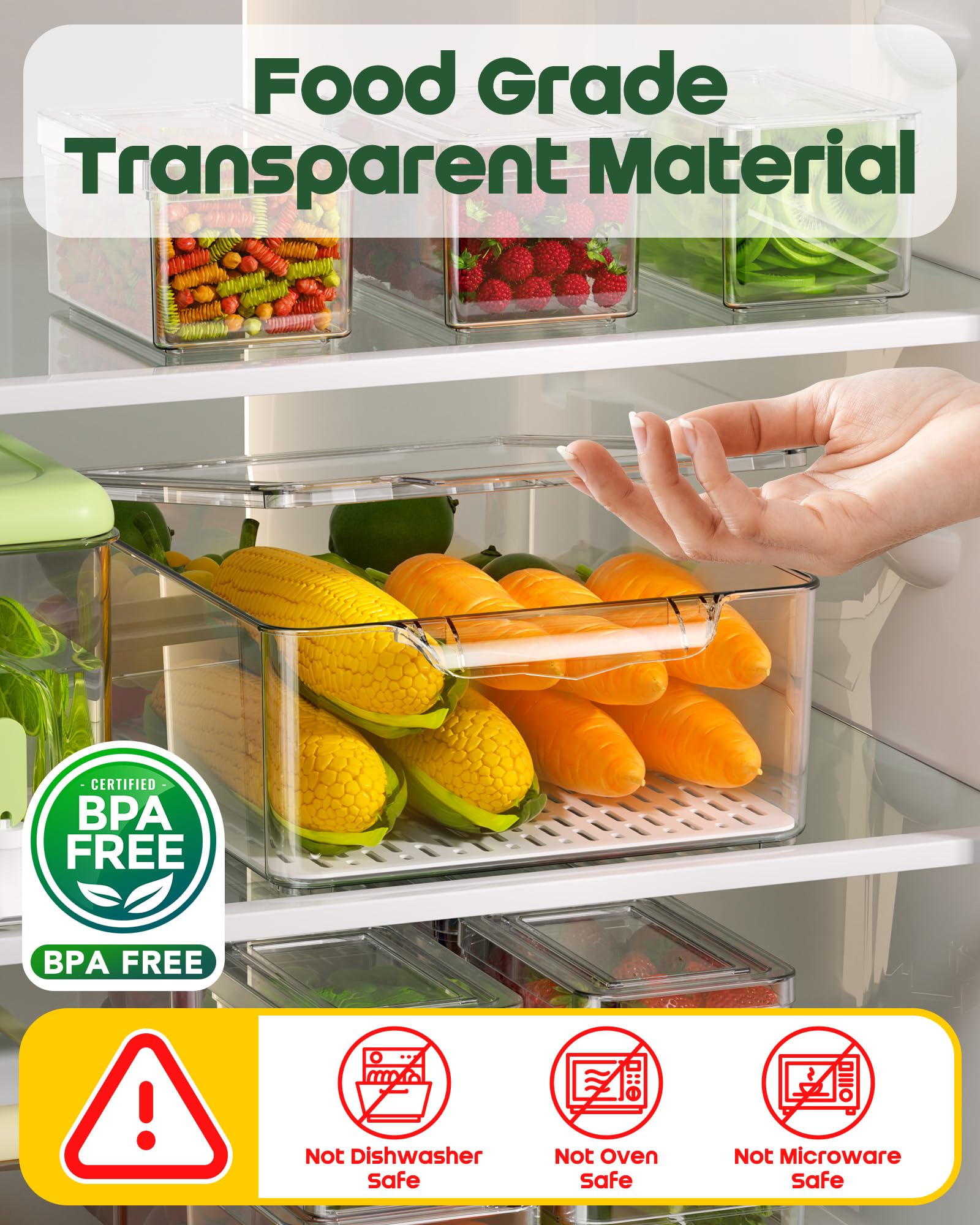 Stackable Refrigerator Storage Organizer Bins