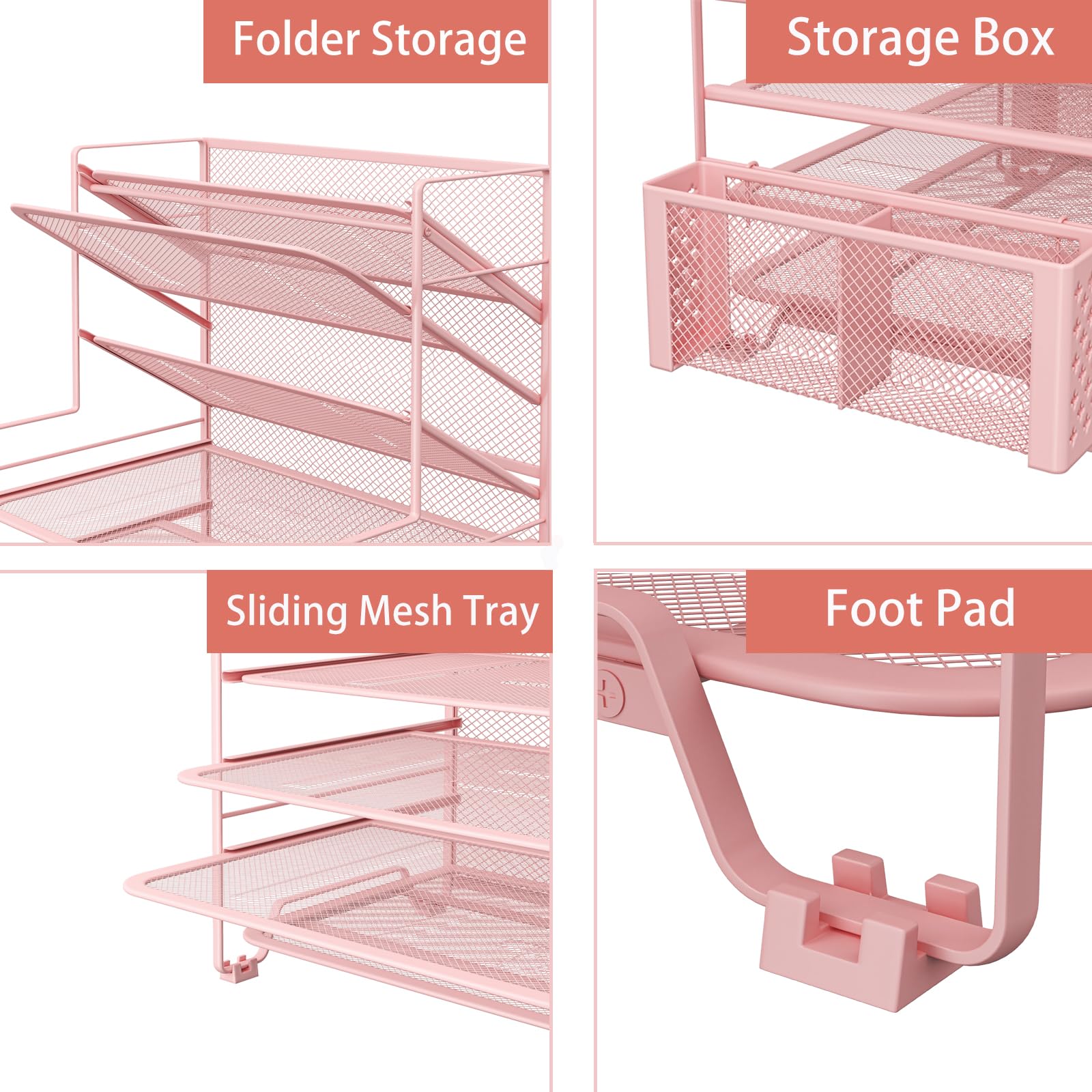 Seven Tier Desk File and Paper Organizer with Pen Holder and Basket