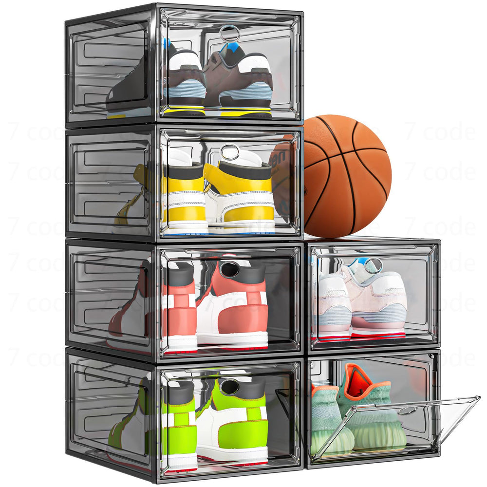 Sturdy Clear Stackable Shoe Storage Boxes with Magnetic Doors