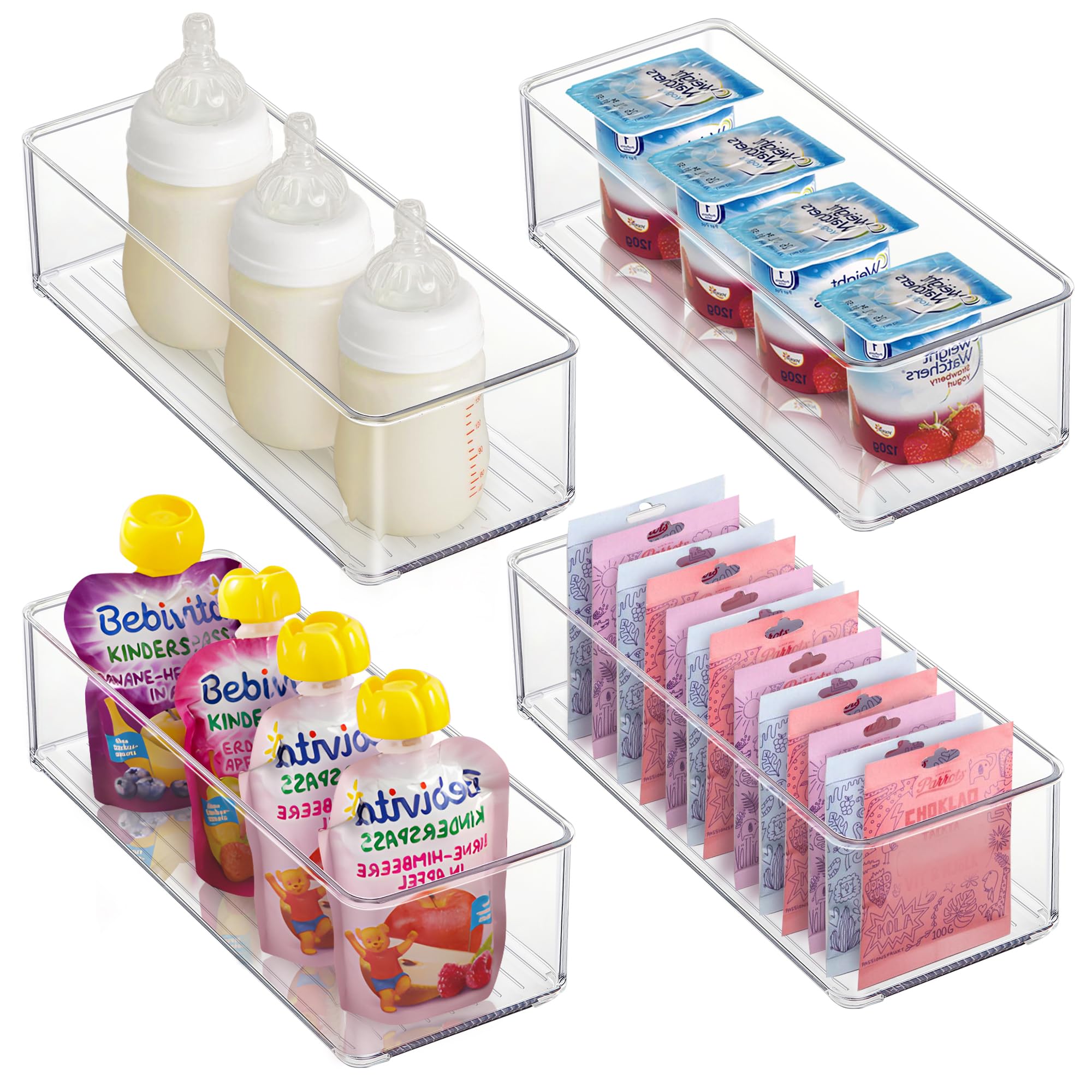 Stackable Freezer Storage Bins with Side Handles