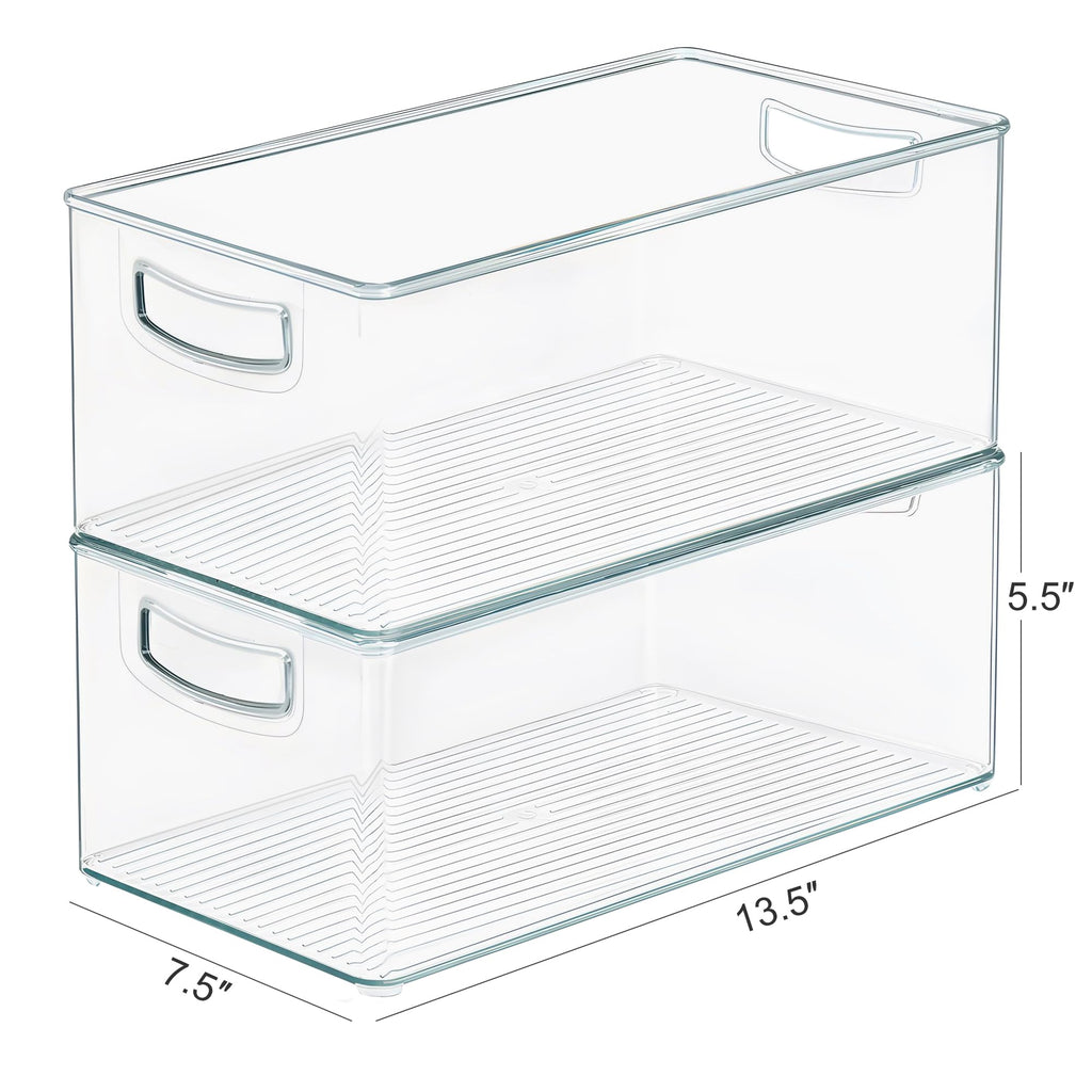 Stackable Freezer Storage Bins with Side Handles