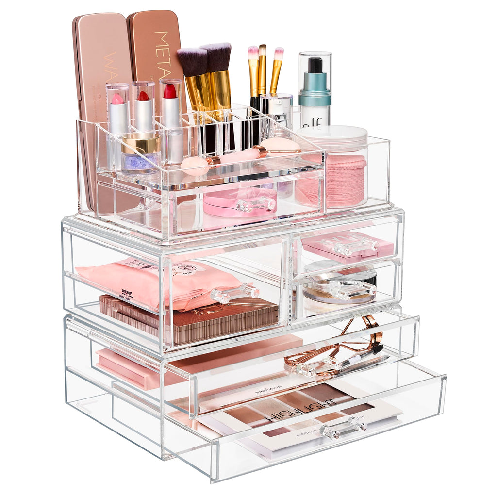 Large Clear Detachable Makeup and Jewelry Organizer for Vanity