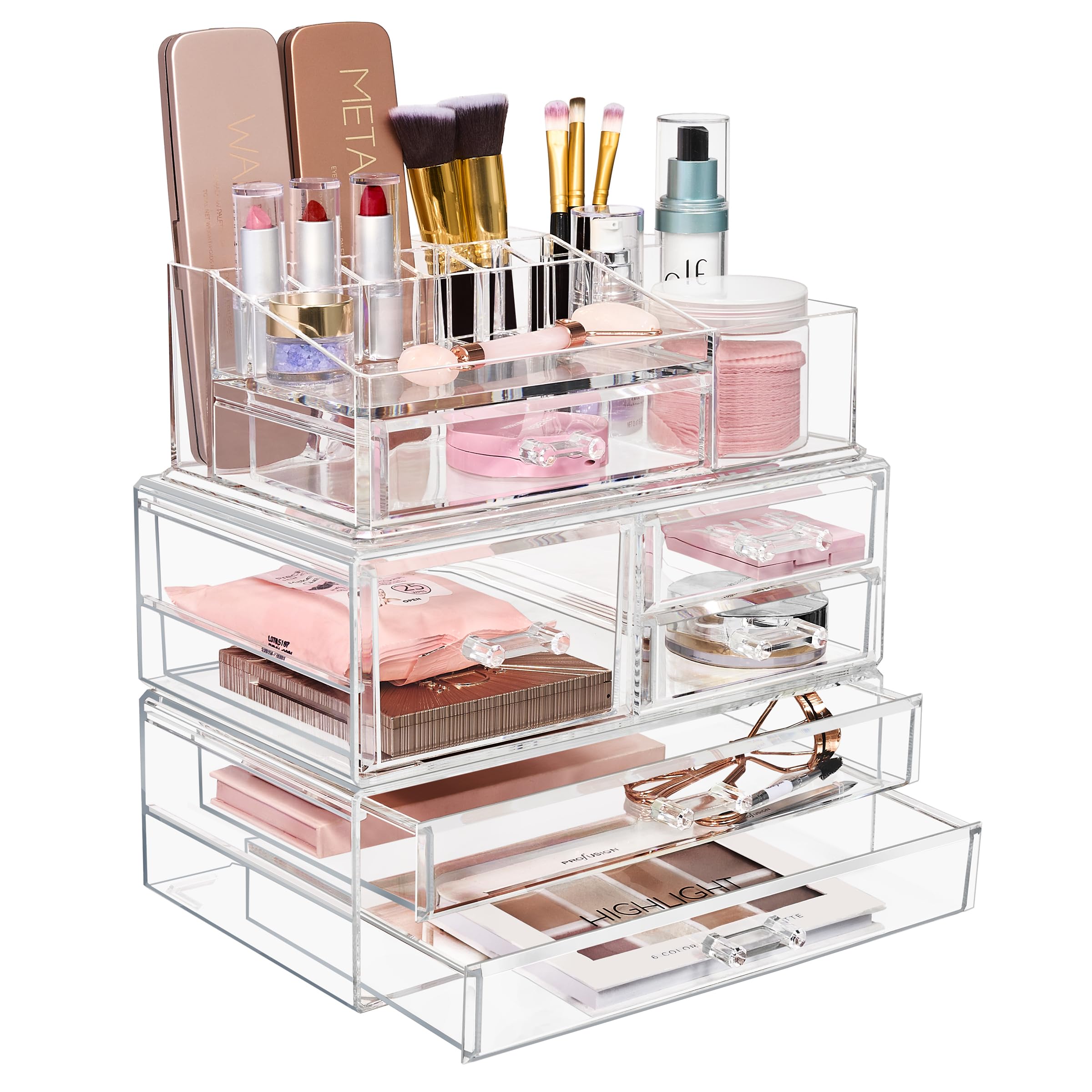 Large Clear Detachable Makeup and Jewelry Organizer for Vanity