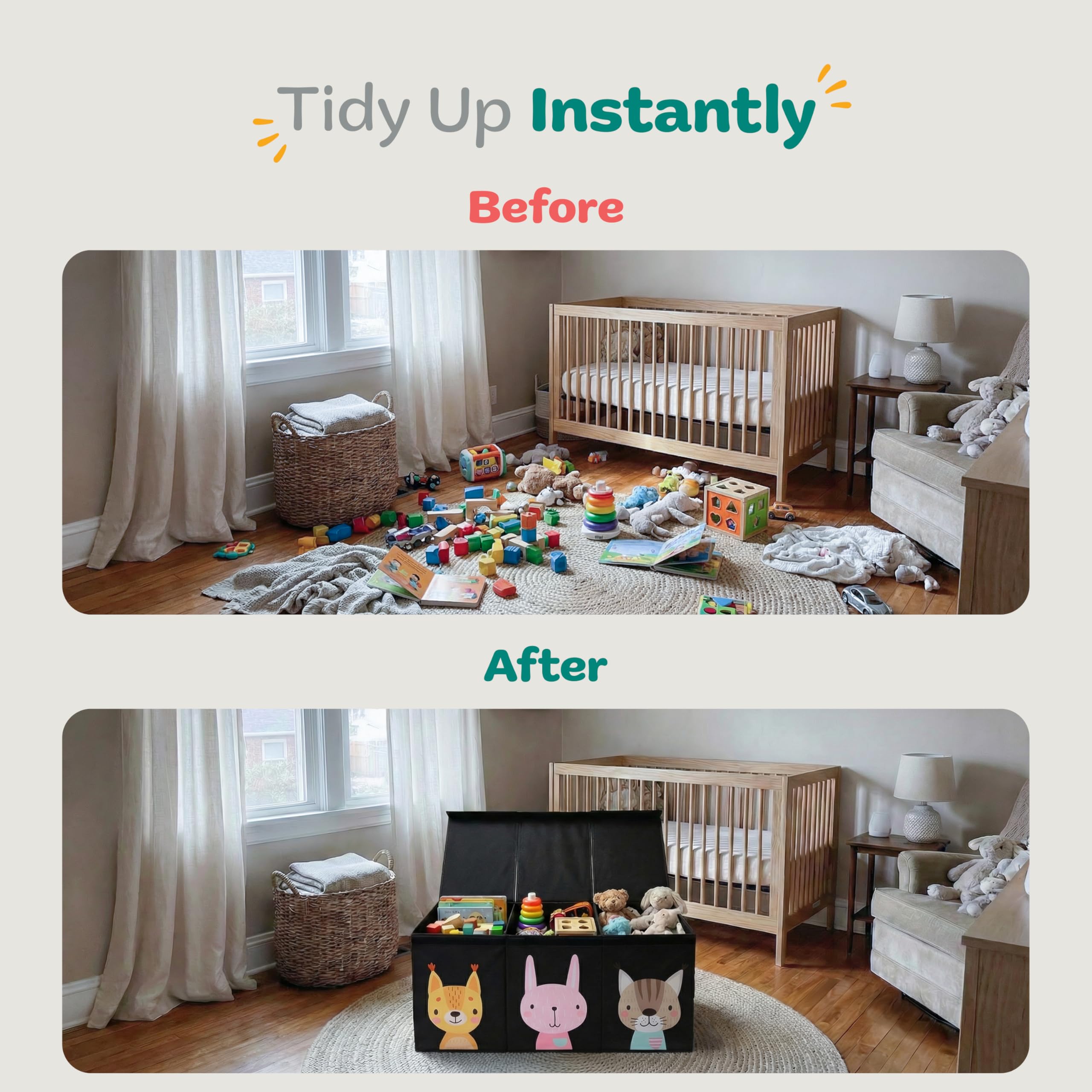 Extra Large Collapsible Toy Storage Box with Lid