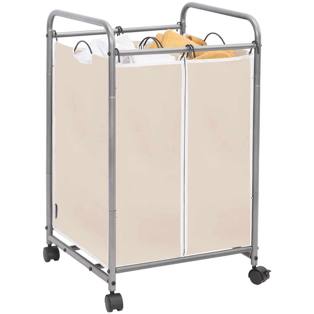 Rolling Laundry Sorter Hamper with Divided Compartments