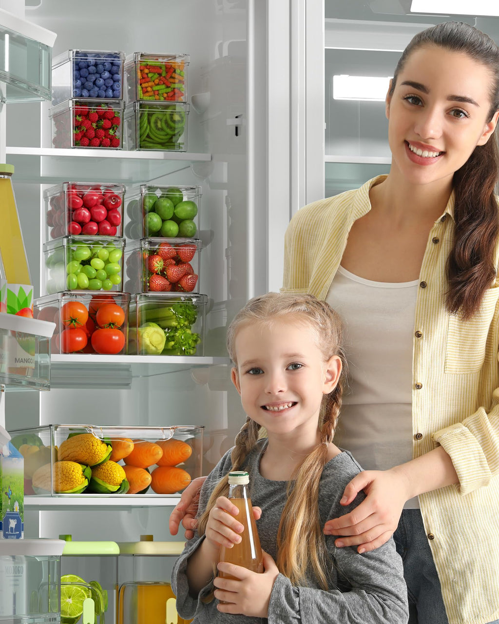 Stackable Refrigerator Storage Organizer Bins