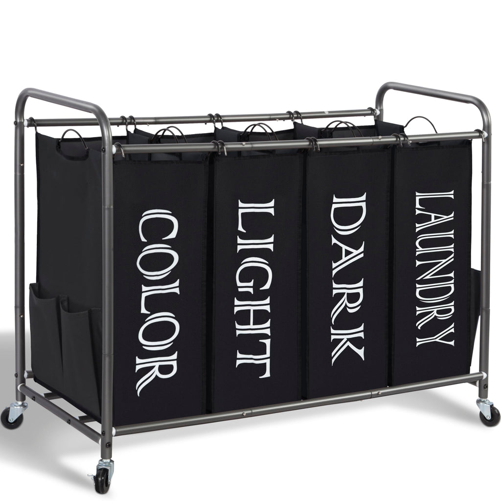 Rolling Laundry Sorter Hamper with Divided Compartments