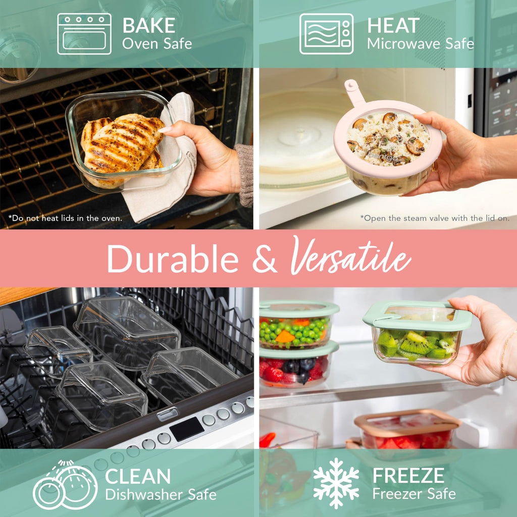 Twelve Piece Leakproof Glass Food Storage Containers with Airtight Lids