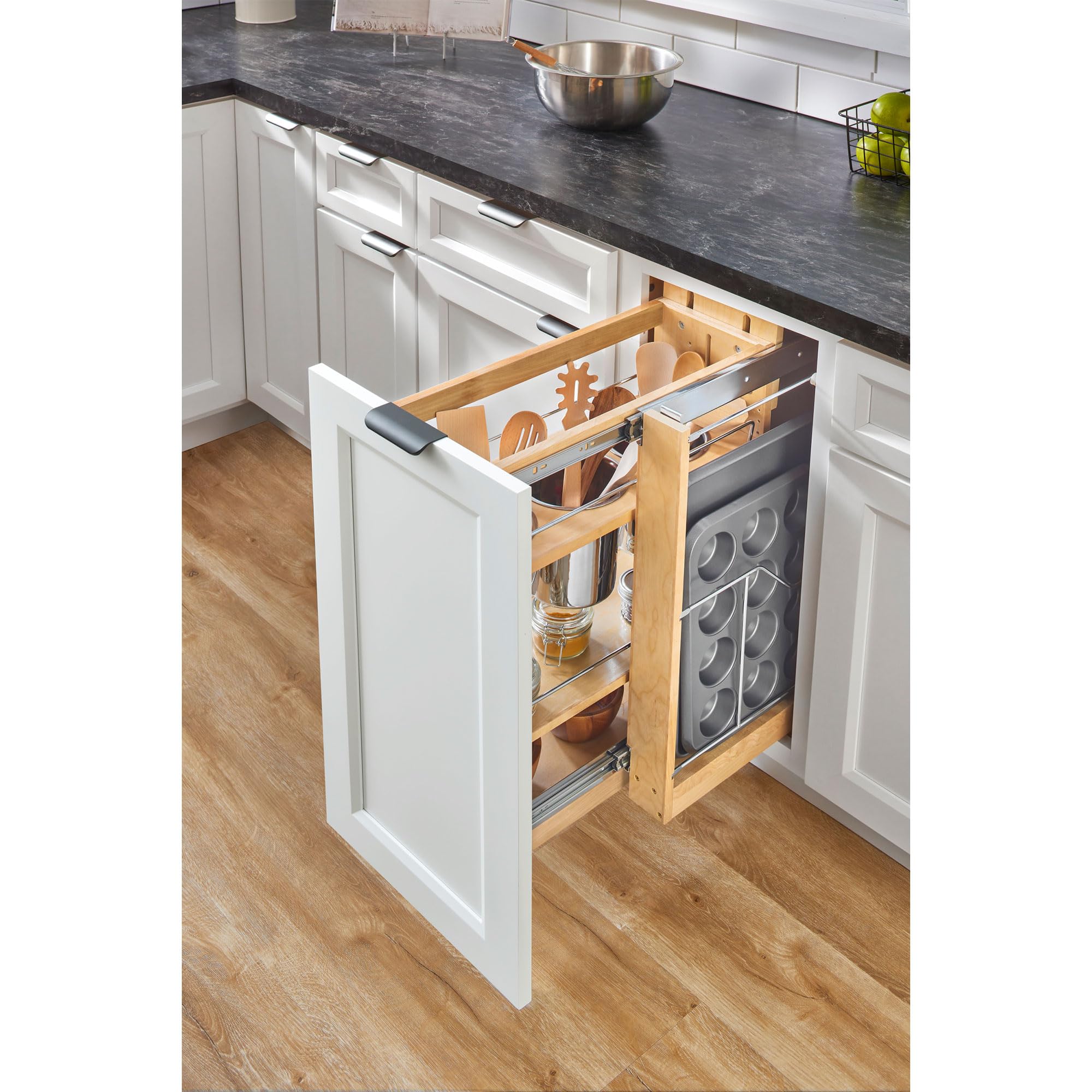 5 Inch Base Cabinet Organizer with Three Storage Bins