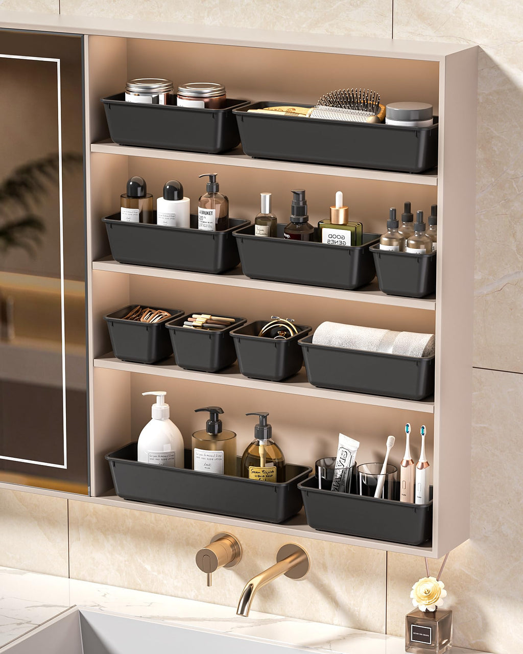 25 Piece Plastic Drawer Organizer Set for Home Storage