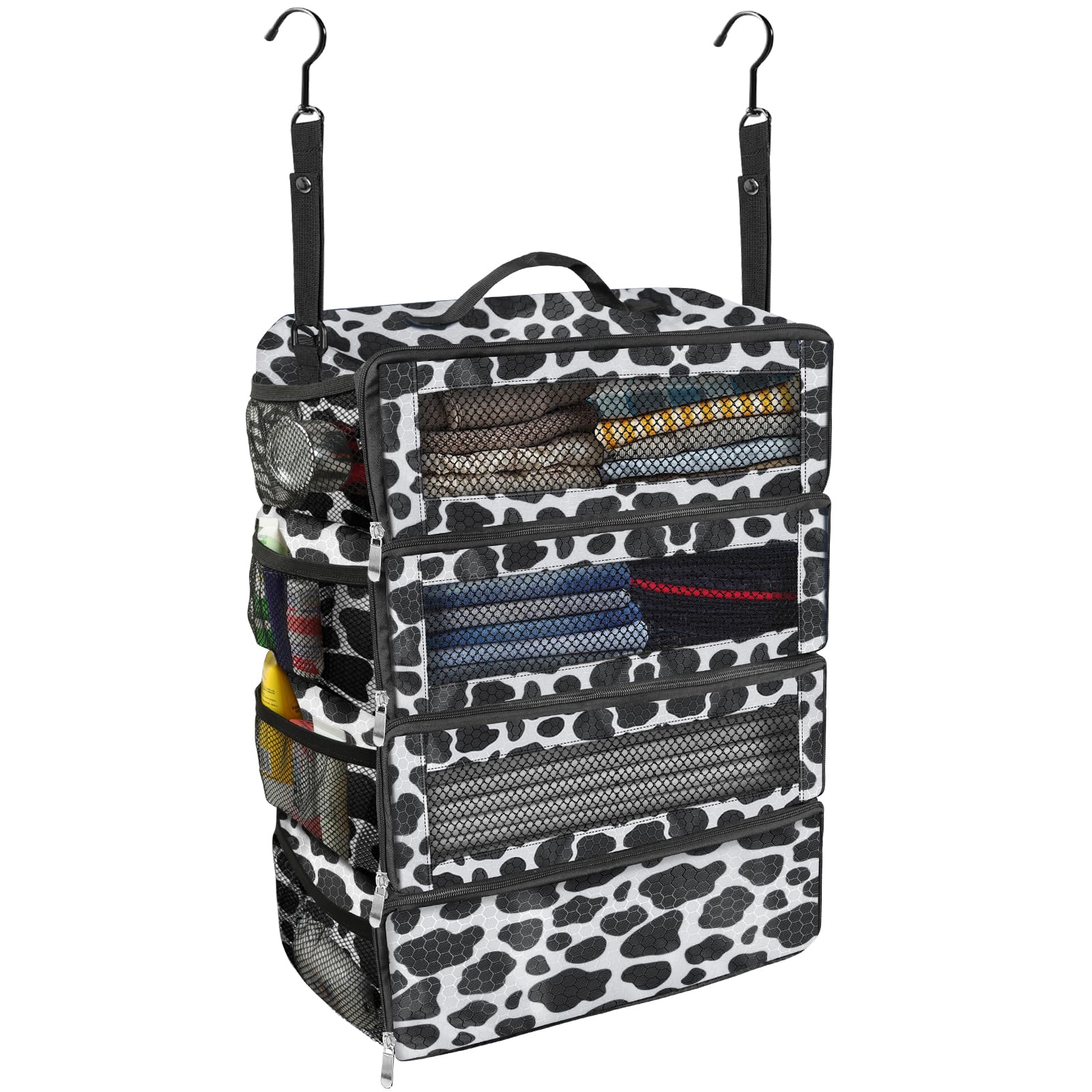 Collapsible Hanging Suitcase Organizer with Portable Travel Shelves
