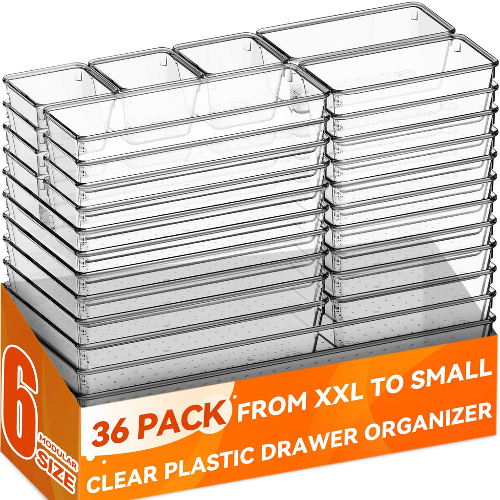 Clear Plastic Drawer Organizer Trays for Makeup Jewelry and Office Storage