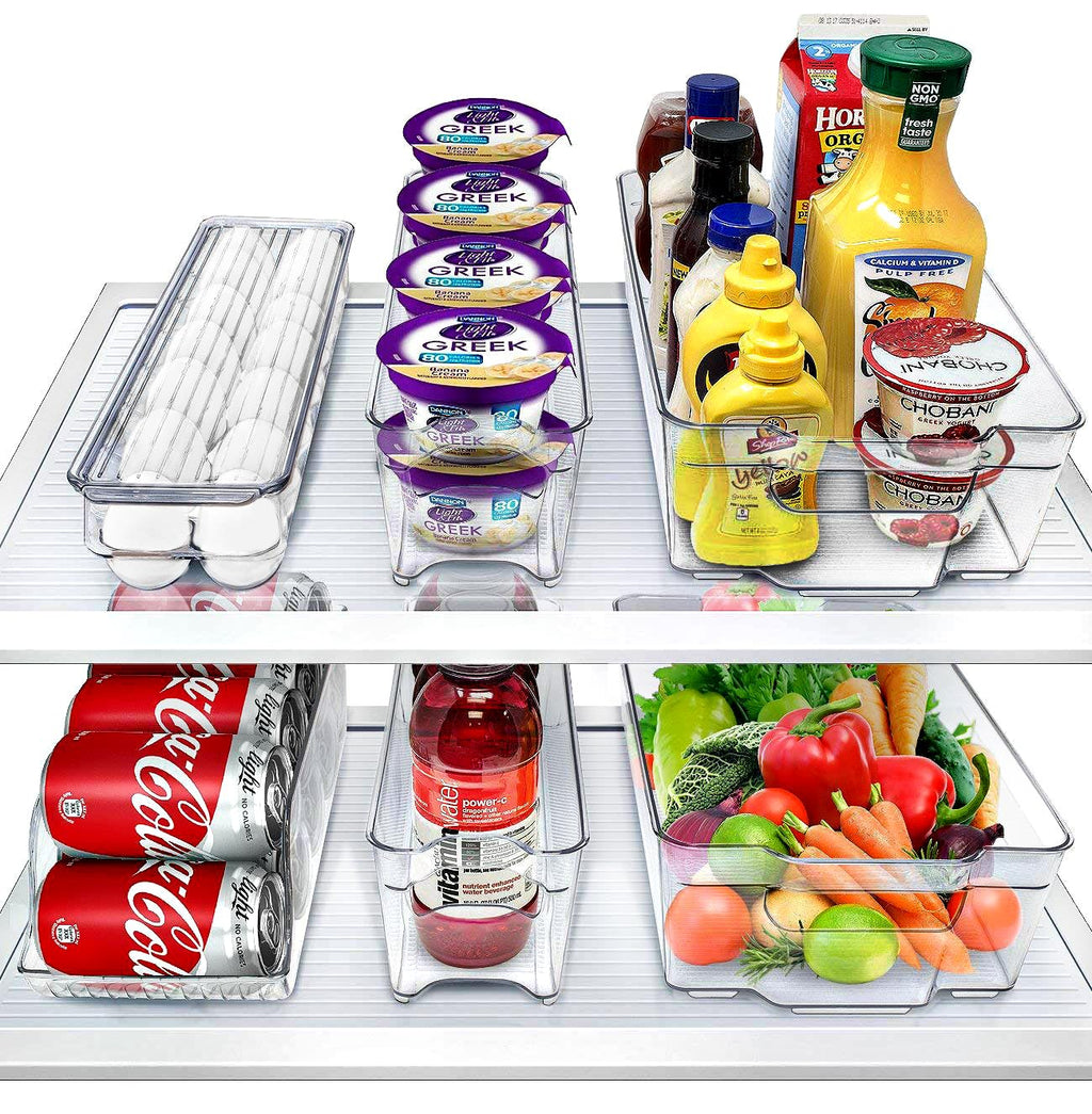 Clear Refrigerator Organizer Bins for Food and Household Storage