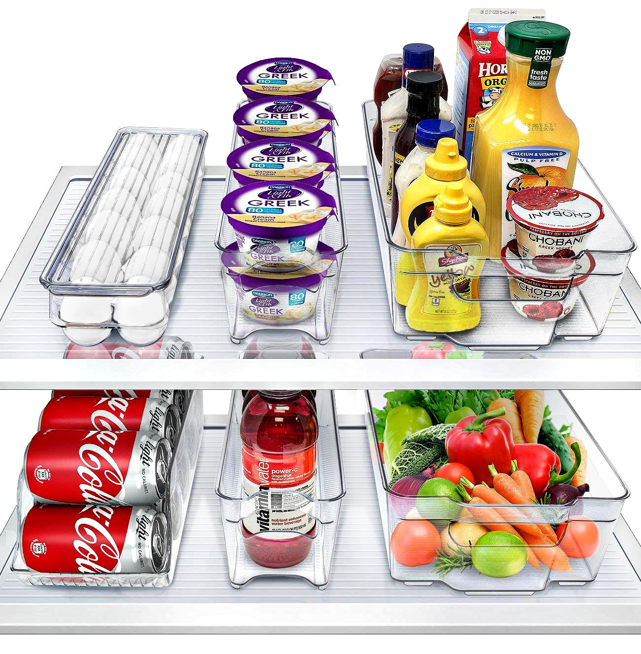 Clear Refrigerator Organizer Bins for Food and Household Storage