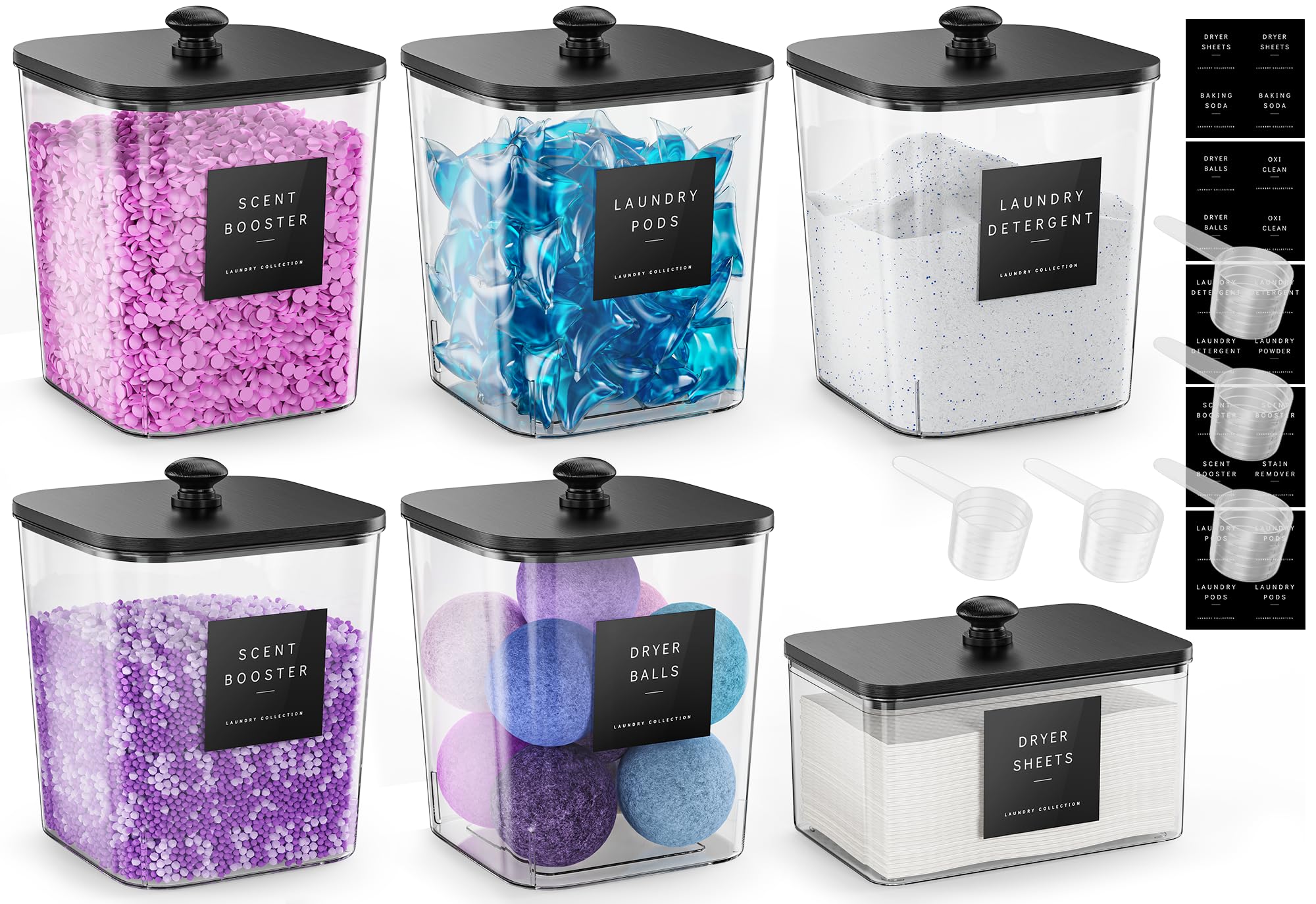 Four Pack Clear Laundry Pod and Detergent Storage Containers