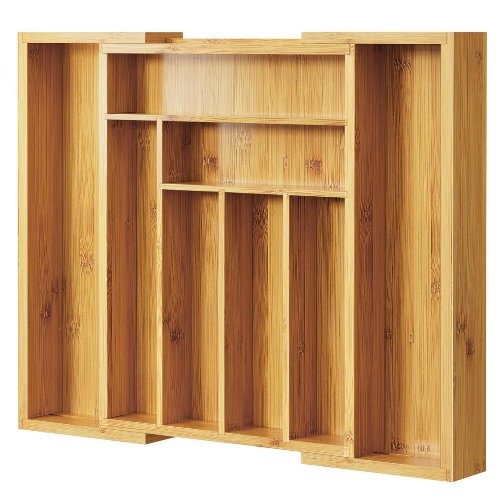 Expandable Bamboo Silverware and Cutlery Tray Organizer