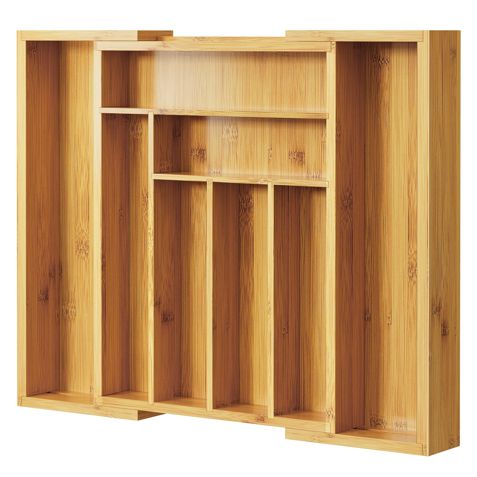 Expandable Bamboo Silverware and Cutlery Tray Organizer