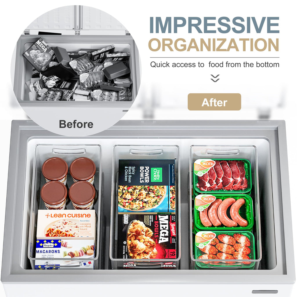 Stackable Freezer Storage Bins with Side Handles